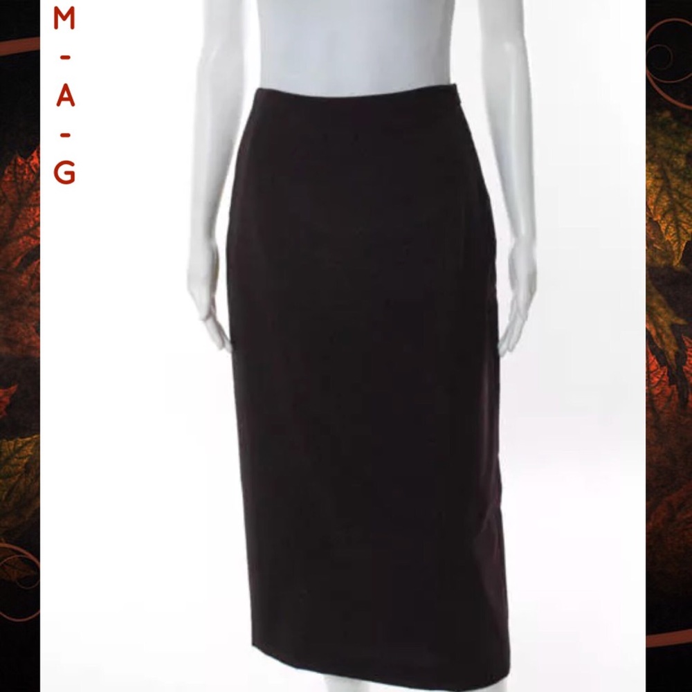 MAG Classy Long Merlot Red Double Back Slit Skirt